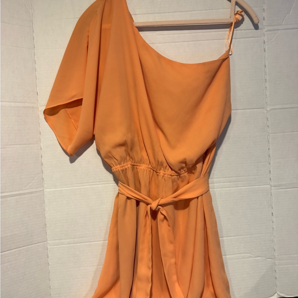 Chic One-Shoulder Orange Dress